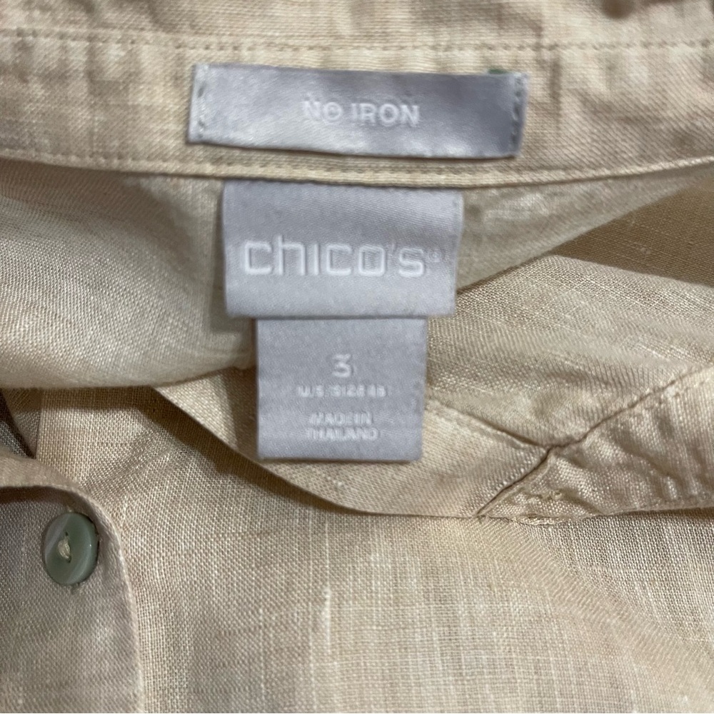 Chico's Light Tan Linen Shirt Size XL - Picture 8 of 8